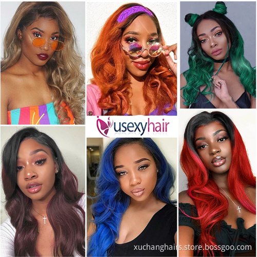 Pre Colored Human Hair Wigs With Bangs Pink Purple Blue Red Grey Green 99J Ombre Color Brazilian Hair Wigs For Black Women